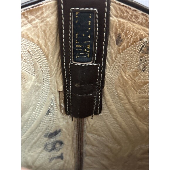 Vintage Dan Post Boots Mens 8.5 Teju Lizard Skin Brown Cowboy Western 6834 - Picture 5 of 12
